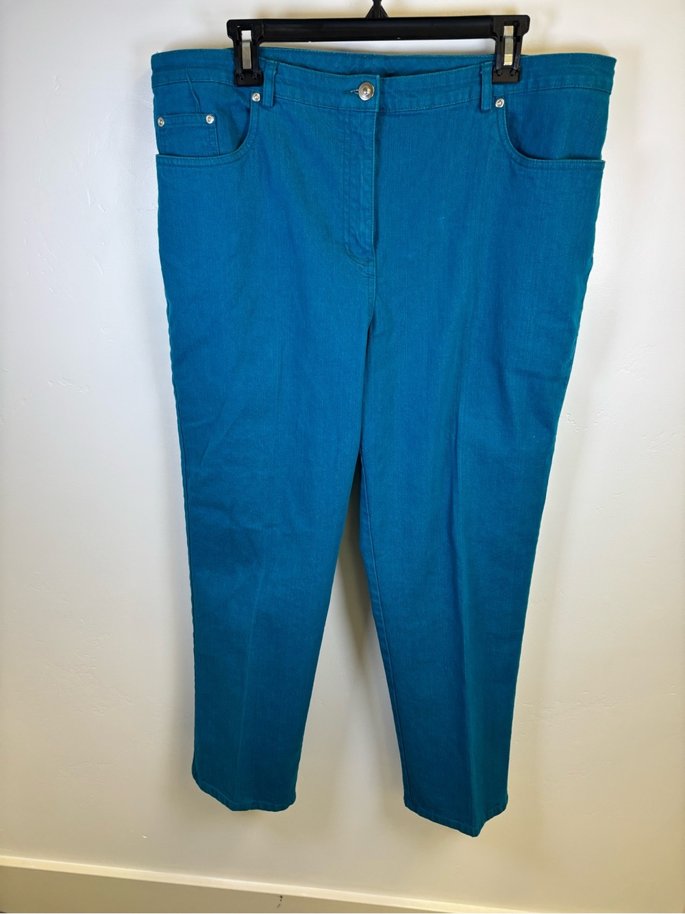 RUBY ROAD DENIM PANTS JEANS  WOMEN 18  TEAL BLUE  76% COTTON 
23% POLYESTER 1% S